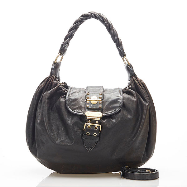 ミュウミュウ ブラウン レザー ハンドバッグ ショルダーバッグ 2WAY レディース MIUMIU 中古