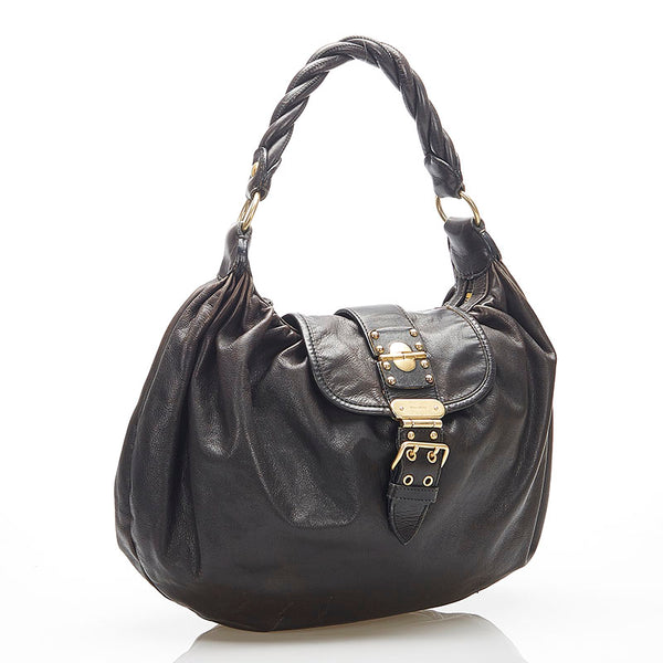 ミュウミュウ ブラウン レザー ハンドバッグ ショルダーバッグ 2WAY レディース MIUMIU 中古