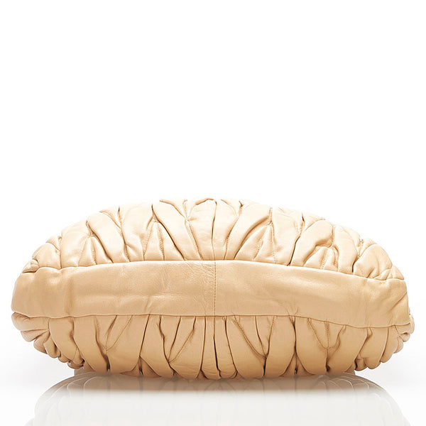 ミュウミュウ ベージュ レザー ハンドバッグ ショルダーバッグ 2WAY レディース MIUMIU 中古