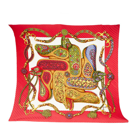 エルメス レッド シルク スカーフ レディース HERMES 中古