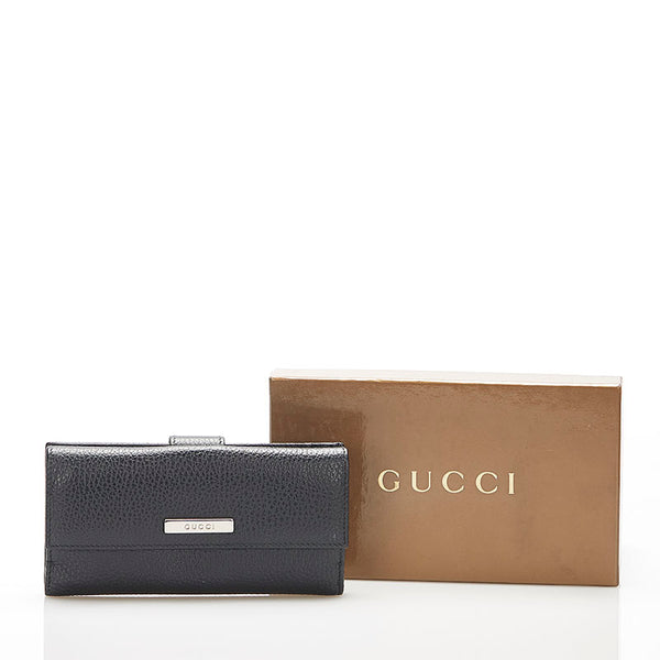 グッチ 143389 ブラック レザー 長財布 レディース GUCCI 中古