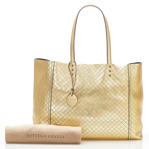 ボッテガヴェネタ イントレッチオ ミラージュ ゴールド レザー トートバッグ レディース BOTTEGAVENETA 中古