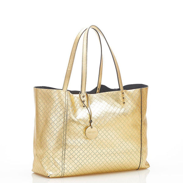 ボッテガヴェネタ イントレッチオ ミラージュ ゴールド レザー トートバッグ レディース BOTTEGAVENETA 中古