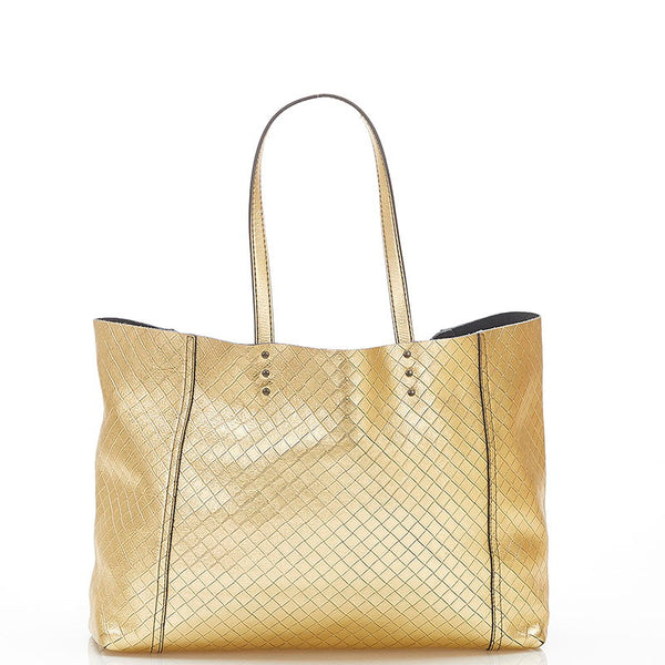 ボッテガヴェネタ イントレッチオ ミラージュ ゴールド レザー トートバッグ レディース BOTTEGAVENETA 中古