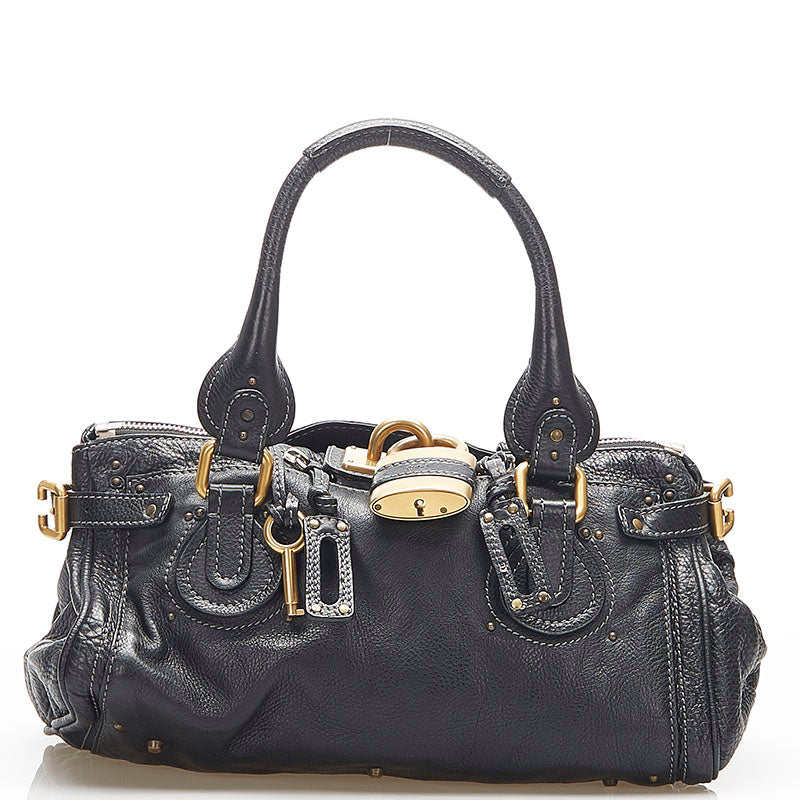 クロエ パディントン ブラック レザー ハンドバッグ レディース Chloe 【中古】