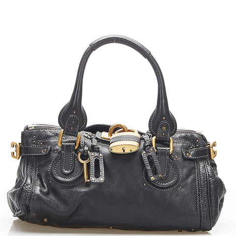 クロエ パディントン ブラック レザー ハンドバッグ レディース Chloe 【中古】