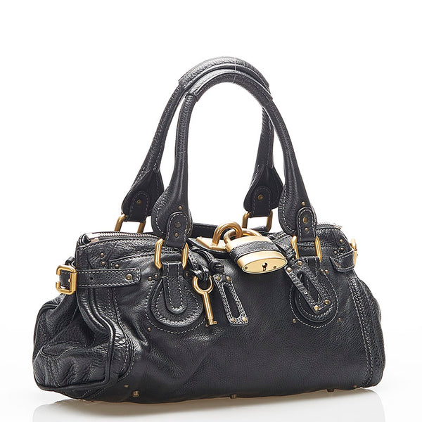 クロエ パディントン ブラック レザー ハンドバッグ レディース Chloe 【中古】