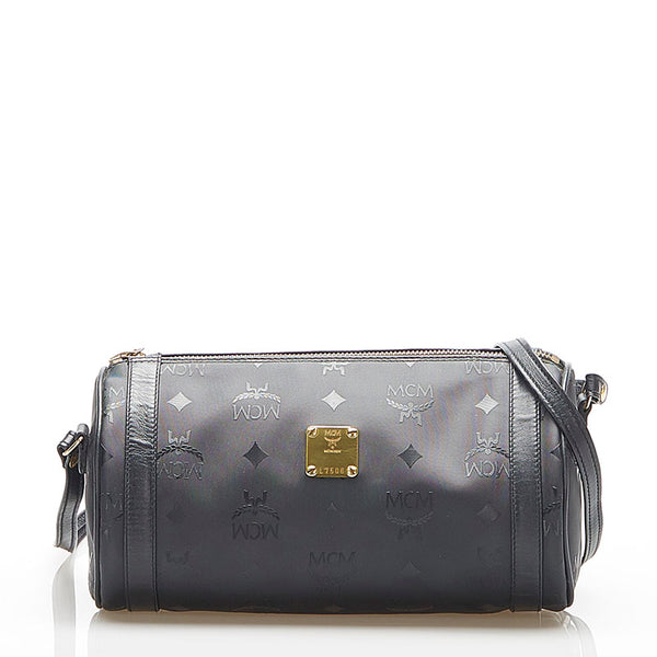 エム シー エム ブラック PVC レザー 斜め掛け ショルダーバッグ レディース MCM 中古