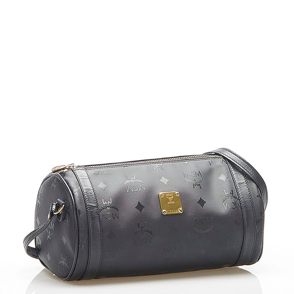 エム シー エム ブラック PVC レザー 斜め掛け ショルダーバッグ レディース MCM 中古