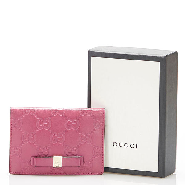 グッチ グッチシマ 388684 ピンク レザー パスケース レディース GUCCI 中古