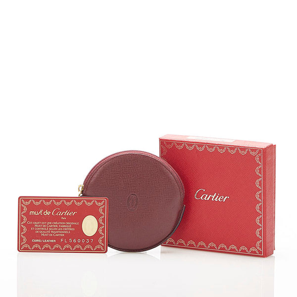 カルティエ マスト L3000111 ボルドー レザー コインケース レディース CARTIER 中古