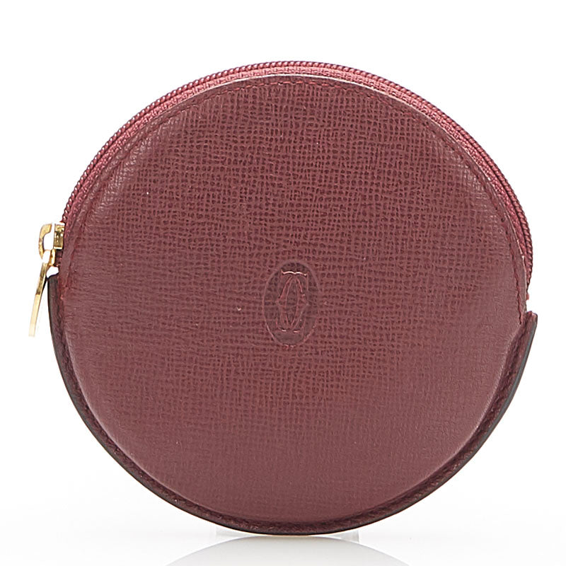 カルティエ マスト L3000111 ボルドー レザー コインケース レディース CARTIER 中古