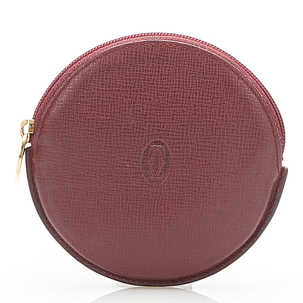 カルティエ マスト L3000111 ボルドー レザー コインケース レディース CARTIER 中古