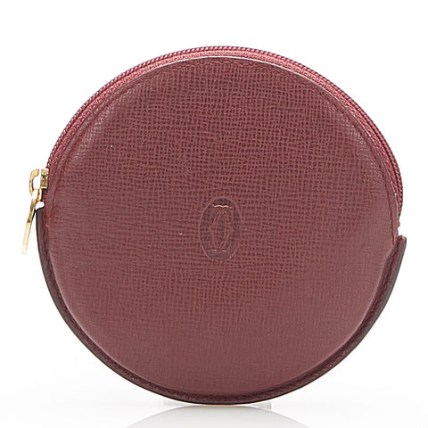 カルティエ マスト L3000111 ボルドー レザー コインケース レディース CARTIER 中古