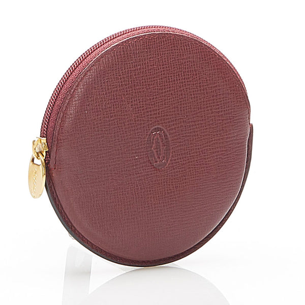 カルティエ マスト L3000111 ボルドー レザー コインケース レディース CARTIER 中古