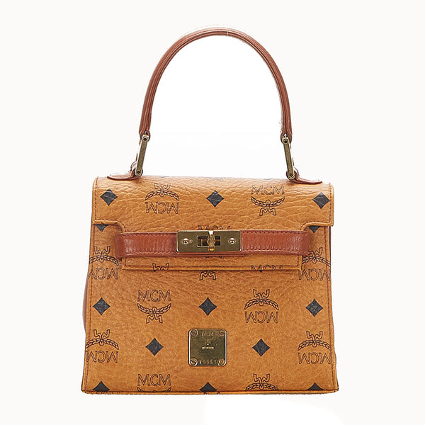 エム シー エム ブラウン レザー ハンドバッグ レディース MCM 中古