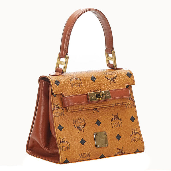 エム シー エム ブラウン レザー ハンドバッグ レディース MCM 中古