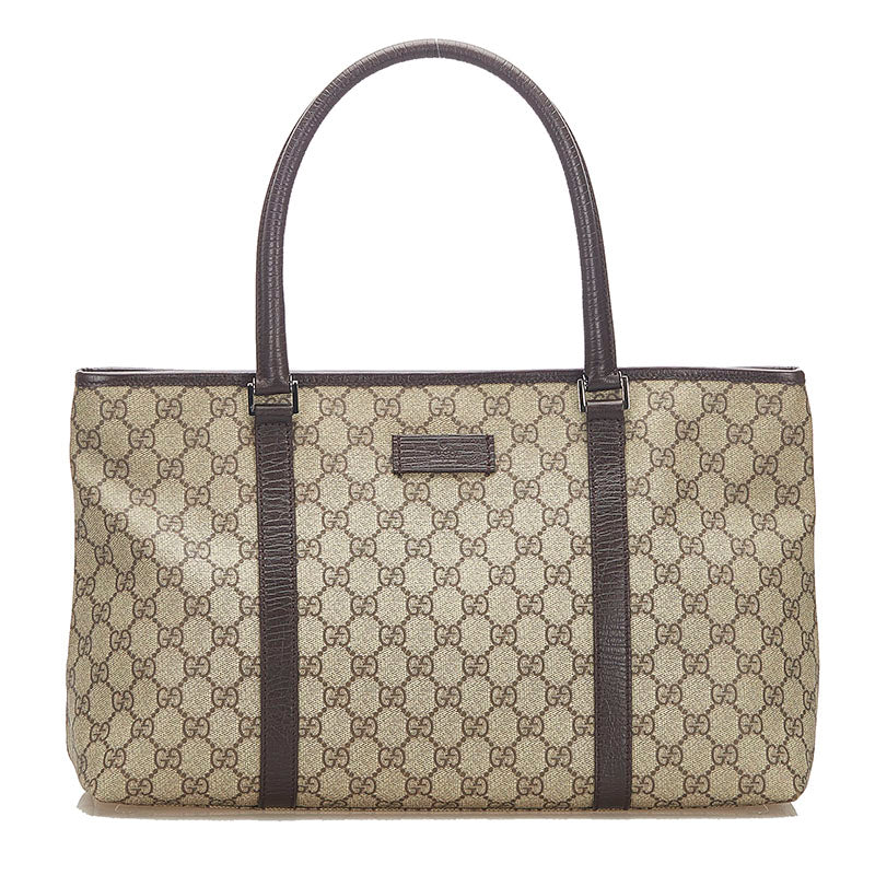 グッチ GGスプリーム 114595 ブラウン PVC レザー トートバッグ レディース GUCCI 中古