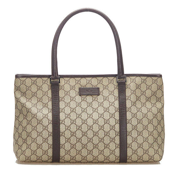 グッチ GGスプリーム 114595 ブラウン PVC レザー トートバッグ レディース GUCCI 中古