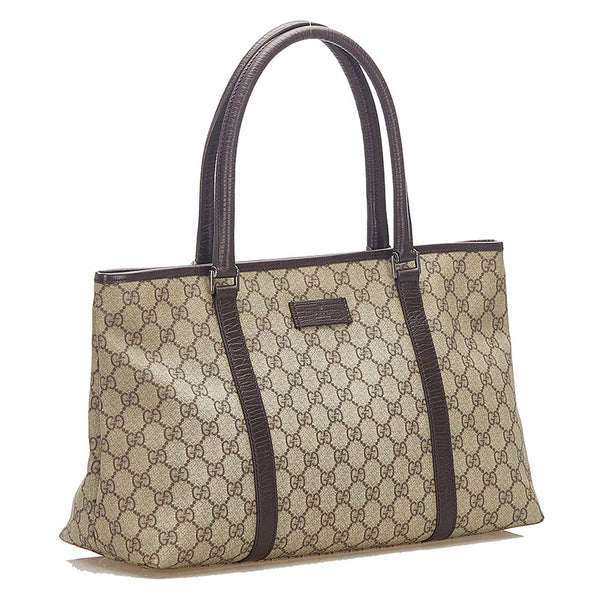 グッチ GGスプリーム 114595 ブラウン PVC レザー トートバッグ レディース GUCCI 中古
