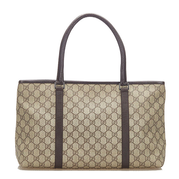 グッチ GGスプリーム 114595 ブラウン PVC レザー トートバッグ レディース GUCCI 中古