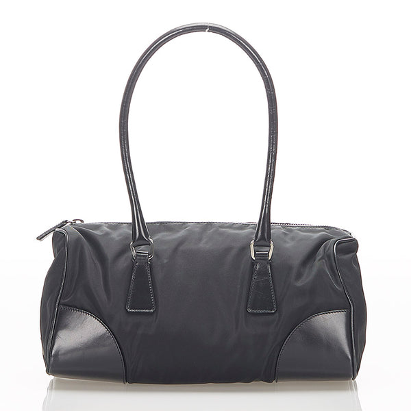 プラダ ブラック ナイロン レザー ショルダーバッグ レディース PRADA 【中古】