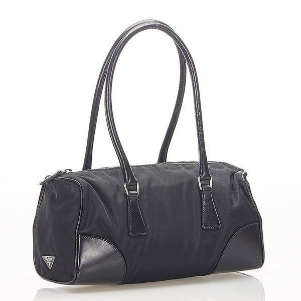 プラダ ブラック ナイロン レザー ショルダーバッグ レディース PRADA 【中古】