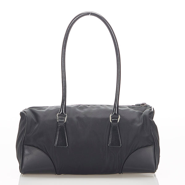 プラダ ブラック ナイロン レザー ショルダーバッグ レディース PRADA 【中古】