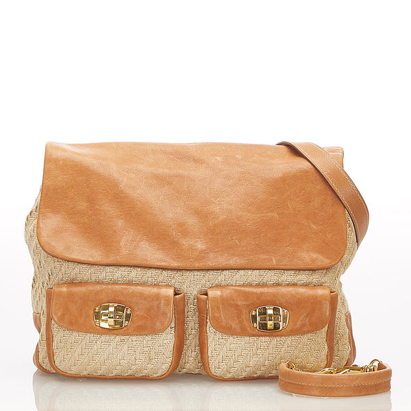 ミュウミュウ RR1843 ベージュ ブラウン レザー ハンドバッグ ショルダーバッグ 2WAY レディース MIUMIU 【中古】