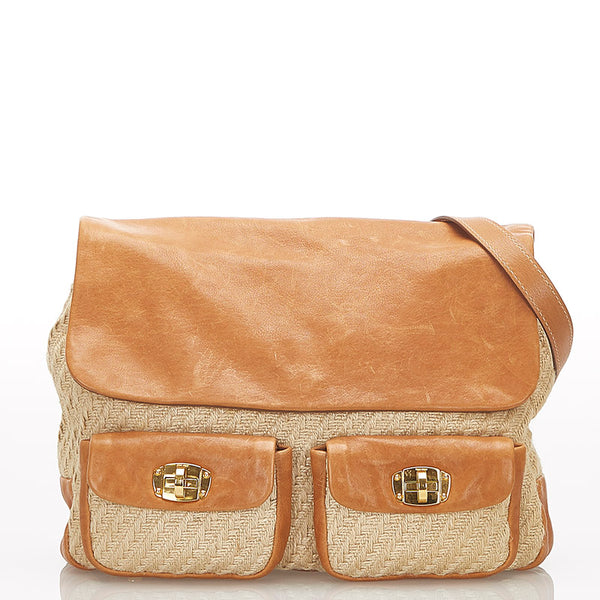 ミュウミュウ RR1843 ベージュ ブラウン レザー ハンドバッグ ショルダーバッグ 2WAY レディース MIUMIU 【中古】