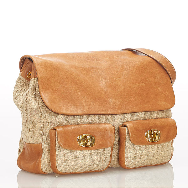 ミュウミュウ RR1843 ベージュ ブラウン レザー ハンドバッグ ショルダーバッグ 2WAY レディース MIUMIU 【中古】