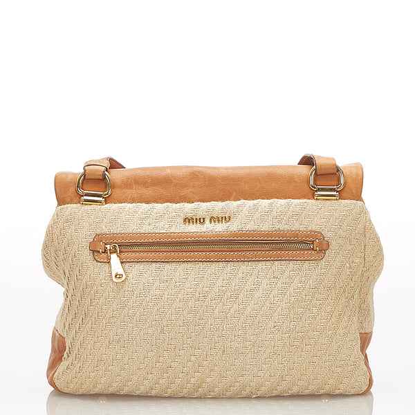 ミュウミュウ RR1843 ベージュ ブラウン レザー ハンドバッグ ショルダーバッグ 2WAY レディース MIUMIU 【中古】