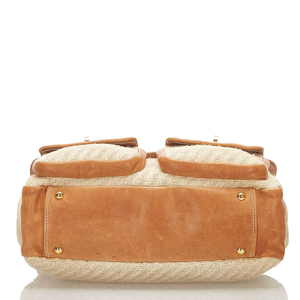 ミュウミュウ RR1843 ベージュ ブラウン レザー ハンドバッグ ショルダーバッグ 2WAY レディース MIUMIU 【中古】