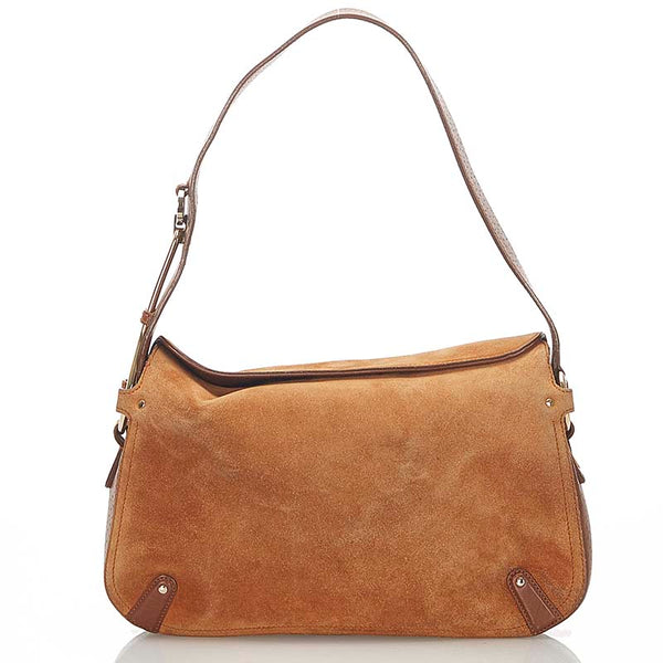 サルヴァトーレフェラガモ ガンチーニ ブラウン スウェード レザー 肩掛け ショルダーバッグ レディース Salvatore Ferragamo 【中古】