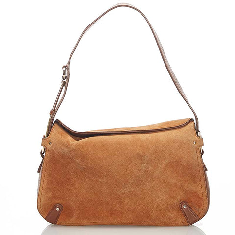 サルヴァトーレフェラガモ ガンチーニ ブラウン スウェード レザー 肩掛け ショルダーバッグ レディース Salvatore Ferragamo 【中古】