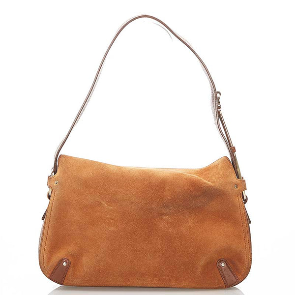 サルヴァトーレフェラガモ ガンチーニ ブラウン スウェード レザー 肩掛け ショルダーバッグ レディース Salvatore Ferragamo 【中古】