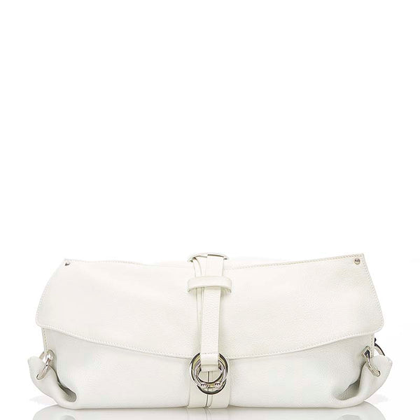 サルヴァトーレフェラガモ ガンチーニ ホワイト レザー クラッチバッグ レディース Salvatore Ferragamo 【中古】