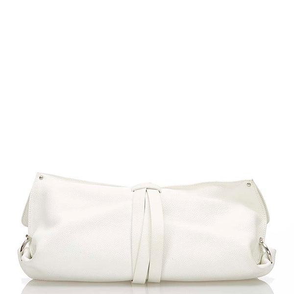 サルヴァトーレフェラガモ ガンチーニ ホワイト レザー クラッチバッグ レディース Salvatore Ferragamo 【中古】