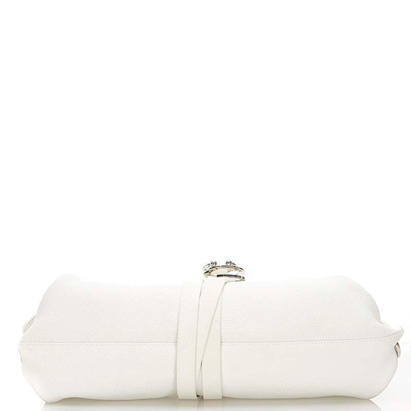 サルヴァトーレフェラガモ ガンチーニ ホワイト レザー クラッチバッグ レディース Salvatore Ferragamo 【中古】