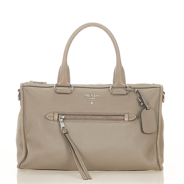 プラダ BL0805 グレー レザー ハンドバッグ ショルダーバッグ 2WAY レディース PRADA 【中古】