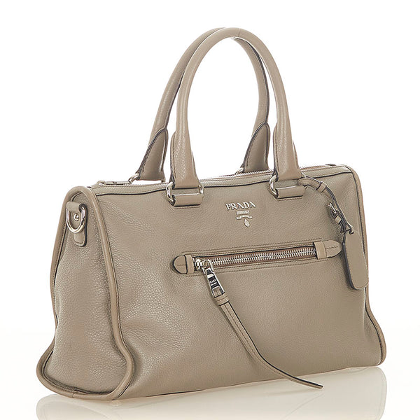 プラダ BL0805 グレー レザー ハンドバッグ ショルダーバッグ 2WAY レディース PRADA 【中古】
