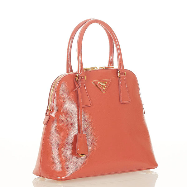 プラダ BL0909 ピンク パテントレザー サフィアーノ ハンドバッグ ショルダーバッグ 2WAY レディース PRADA 【中古】