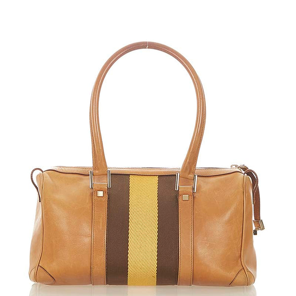 グッチ シェリー 000 0851 ベージュ ブラウン キャンバス レザー ボストンバッグ レディース GUCCI 【中古】