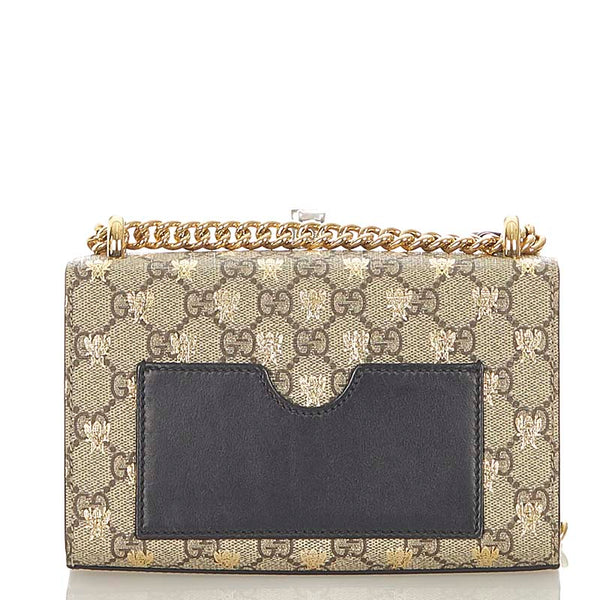 グッチ GGスプリーム ビー 蜂  409487 ベージュ ブラウン PVC レザー チェーン ショルダーバッグ レディース GUCCI 【中古】