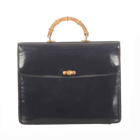 グッチ バンブー ブラック パテントレザー ビジネスバッグ メンズ GUCCI 【中古】