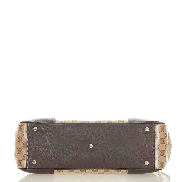 グッチ GGクリスタル シェリーライン 293599 ベージュ ブラウン PVC レザー トートバッグ レディース GUCCI 【中古】