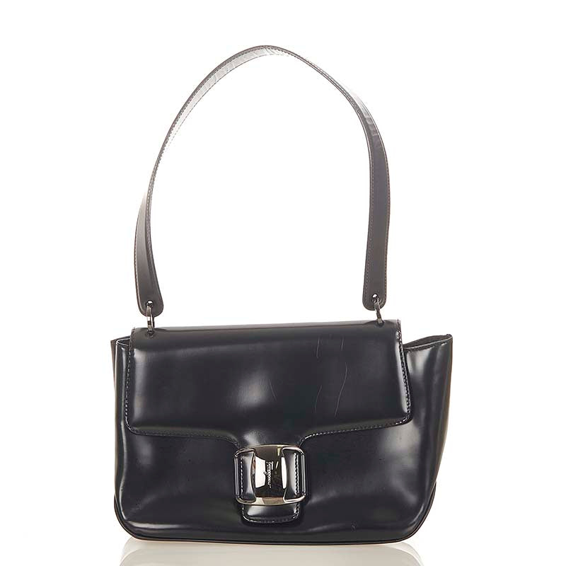 サルヴァトーレフェラガモ ヴァラ BZ217643 ブラック レザー ショルダーバッグ レディース Salvatore Ferragamo 【中古】