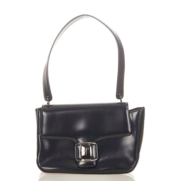 サルヴァトーレフェラガモ ヴァラ BZ217643 ブラック レザー ショルダーバッグ レディース Salvatore Ferragamo 【中古】