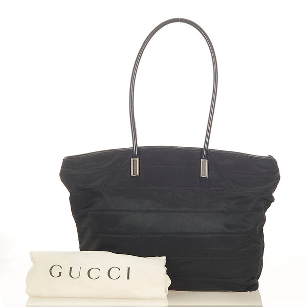 グッチ 002 2123 0456 ブラック ナイロン レザー トートバッグ レディース GUCCI 【中古】