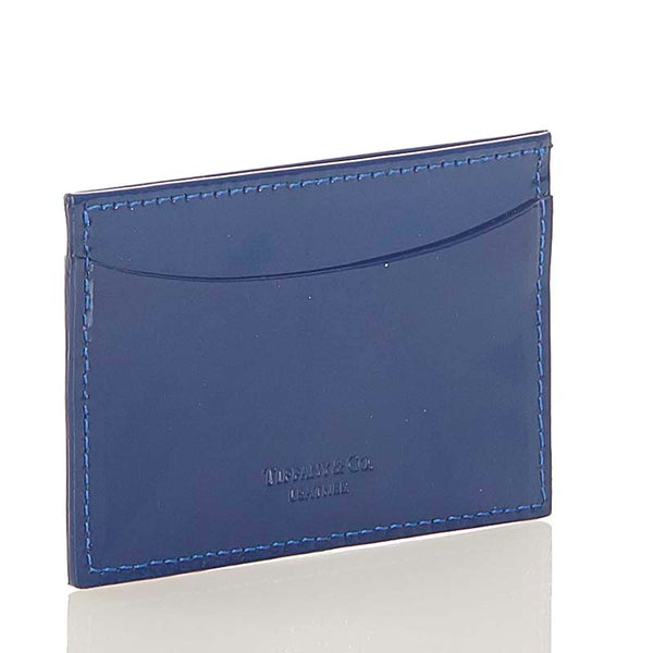 ティファニー ブルー ネイビー パテントレザー カードケース レディース TIFFANY&Co. 【中古】